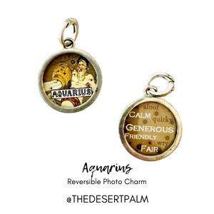 Aquarius Zodiac Reversible Charm | Astrology Pendant